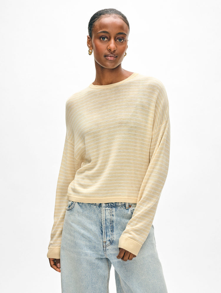 Superfine Cashmere Striped Sweatshirt