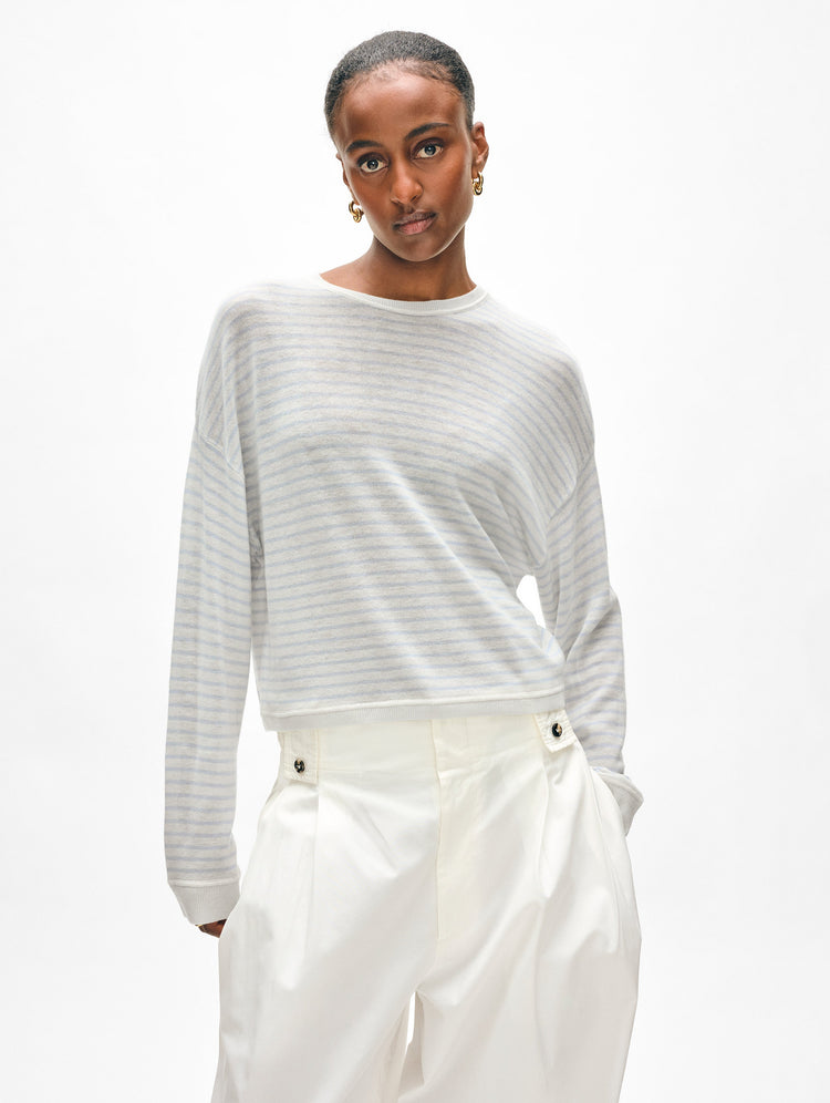 Superfine Cashmere Striped Sweatshirt